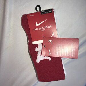 Nike Alabama Crimson Tide Football Crew Socks SX7923-990 Home/Away 2 Pair W 4-6